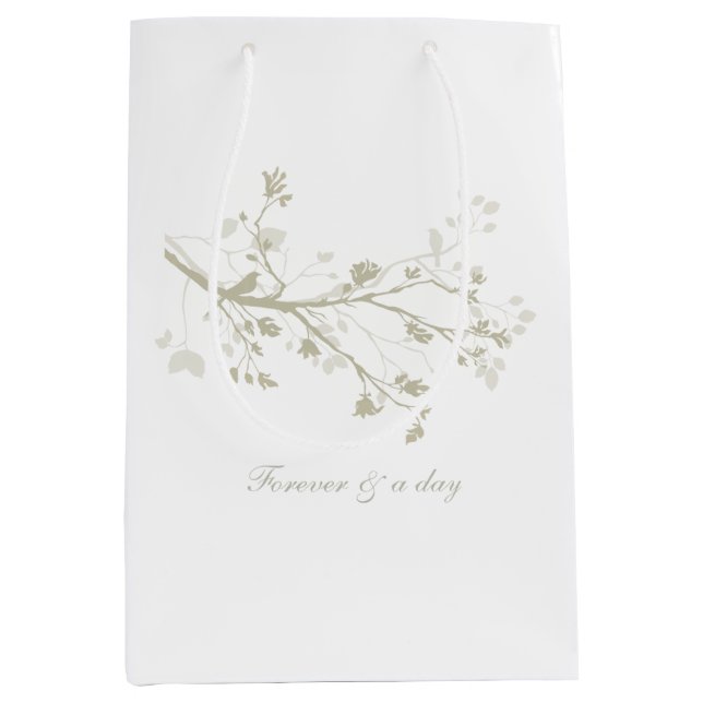Blå Kräm Fågel Grenar Blommig Bröllop (Framsidan)