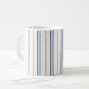 Blå Kräm Vita Ränder Kaffemugg