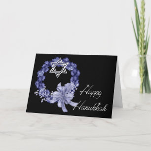 Blå krans Glad Hanukkah Välkomstkort Helgkort