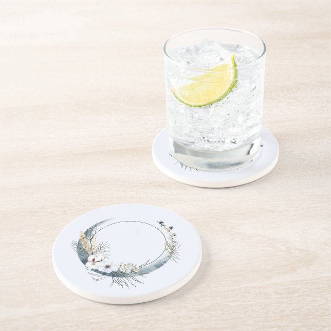 Blå krescent Måne med vita blommor Underlägg (Sidan)