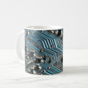 Blå kretskort kaffemugg