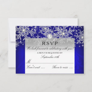 Blå Kristall Pärl Snöflinga Silver Vinter RSVP OSA Kort
