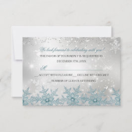 Blå kristall snöflinga julfest RSVP OSA Kort