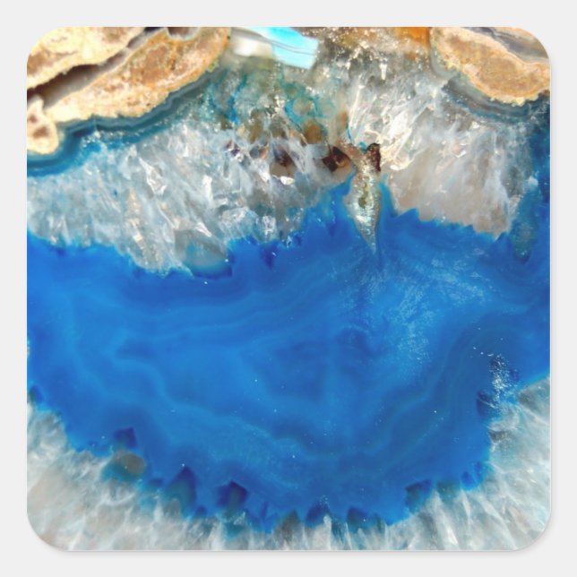 blå kristaller fyrkantigt klistermärke (Framsida)