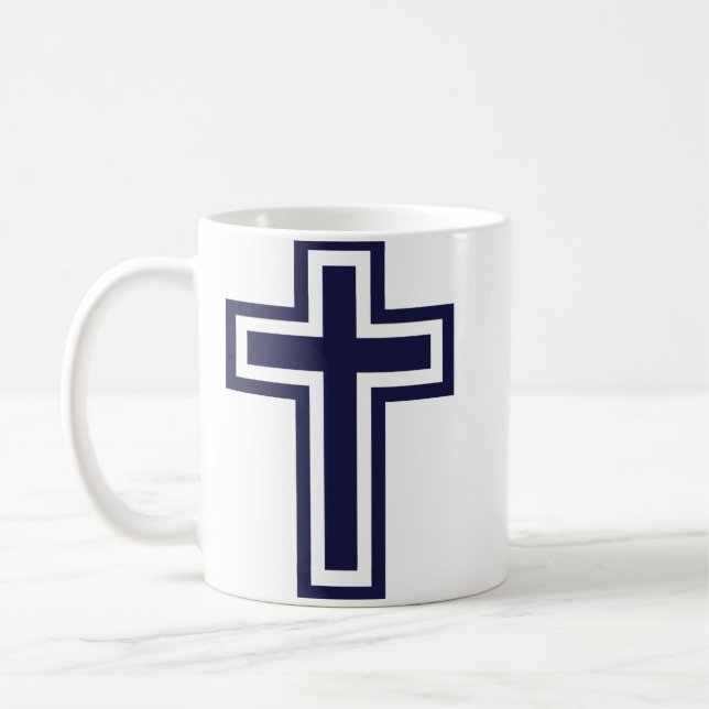 Blå kristna kors olika varianter kaffemugg (Vänster)