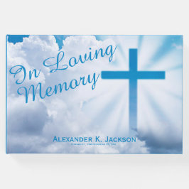 Blå kristna moln i vitt från Kor i flytande minne Gästböcker