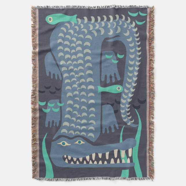 Blå krokodil filt (Framsidan Vertikal)