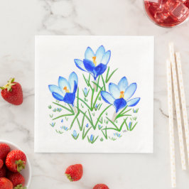 Blå krokusblommor pappersservett