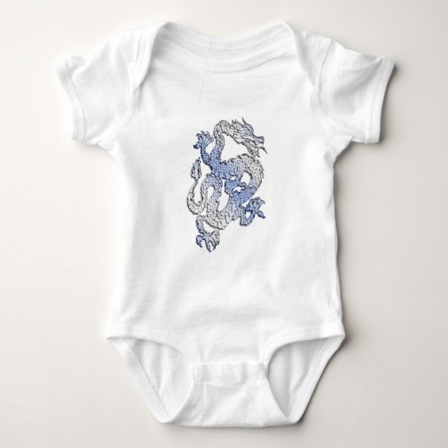 Blå krom som Dragon Carbon Fiber Stil Tee (Framsida)