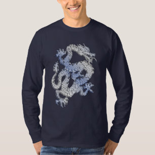 Blå krom som Dragon Carbon Fiber Stil Tee Shirt