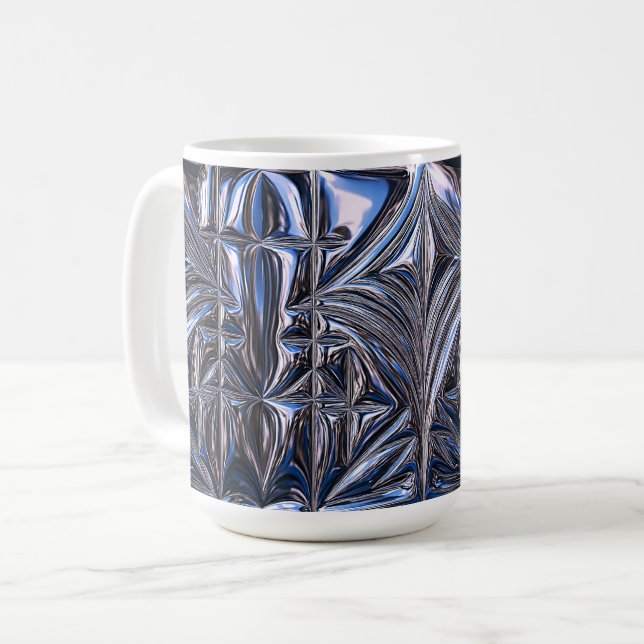 Blå kromgeometri kaffemugg (Framsida vänster)