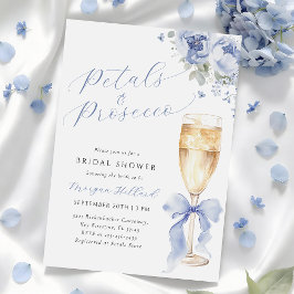 Blå kronblad och Prosecco bröllopsdusch-inbjudan Inbjudningar