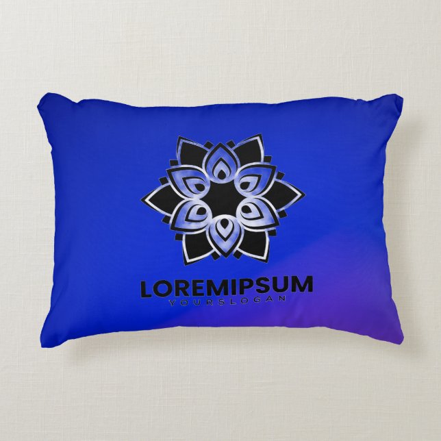 Blå kudde med geometrisk (Framsidan)