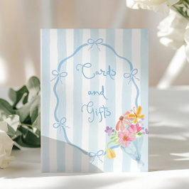 Blå kupékort och gåvor av vismisk blommigt poster