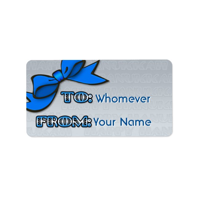 Blå kupong på Silver Hanukkah till-från Adressetikett (Framsidan)