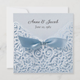 Blå kupong vid Snöre Bröllop Vow Renewal Inbjudningar