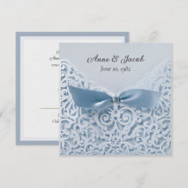 Blå kupong vid Snöre Bröllop Vow Renewal Inbjudningar