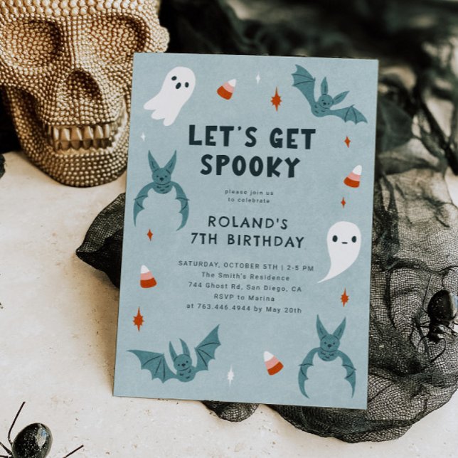 Blå kuslig Halloween födelsedagsfest Inbjudningar (Skapare uppladdad)