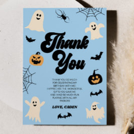 Blå kusliga spöken Halloween födelsedagsfest Tack Kort