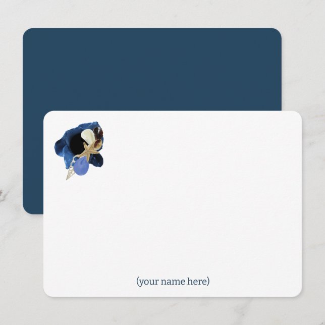 Blå kustblomma Japandi alla tillfällen tom Anteckningskort (Fram/baksida)