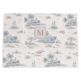 Blå kustnära tropisk fransk Toile Monogram