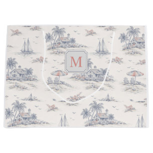Blå kustnära tropisk fransk Toile Monogram