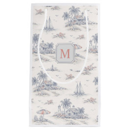Blå kustnära tropisk fransk Toile Monogram