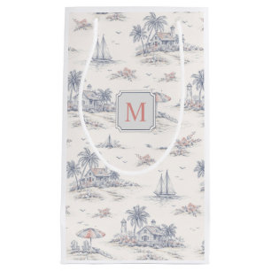 Blå kustnära tropisk fransk Toile Monogram