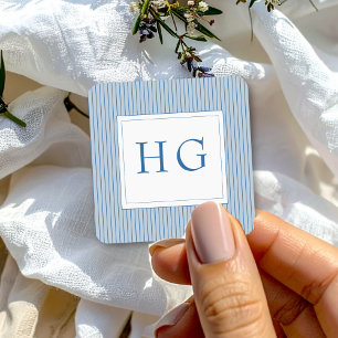 Blå kustsköldpaddan Bröllop Monogram Fyrkantigt Klistermärke
