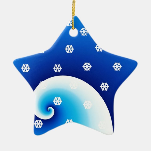 Blå kustvågor jul julgransprydnad keramik (Framsidan)