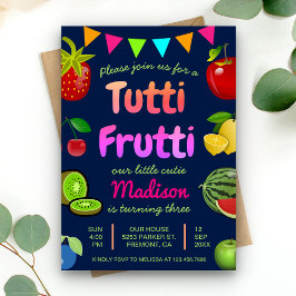 Blå kute Tutti Frutti Barns födelsedag Party Inbjudningar