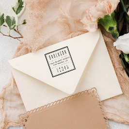 Blå kvadrat | Art Deco-Returadress Självfärgande Stämpel