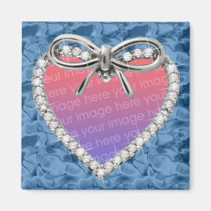 Blå kvadrat Diamond Heart Ram Magnet