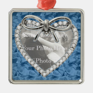 Blå kvadrat Diamond Heart Ram Ornament .