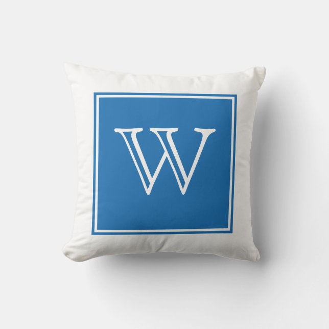Blå kvadrat, Monogram Dekorativ kudde (Framsida)