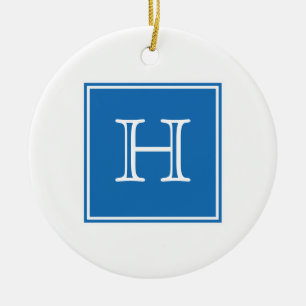 Blå kvadratisk monogram ornament