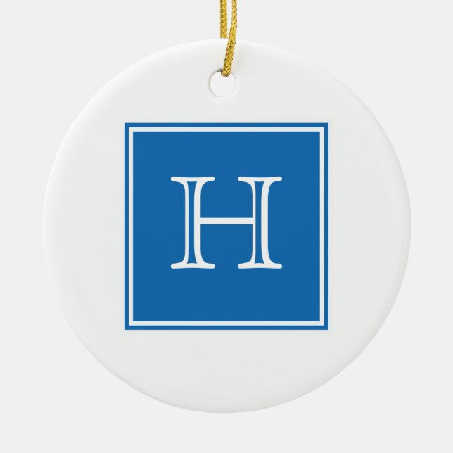 Blå kvadratisk monogram ornament (Framsidan)