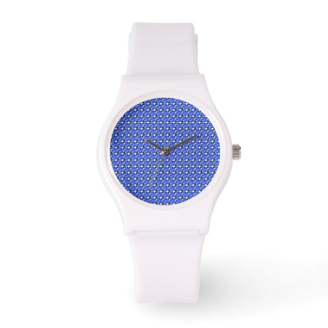 Blå kvadratisk Mönster Armbandsur (Framsida)