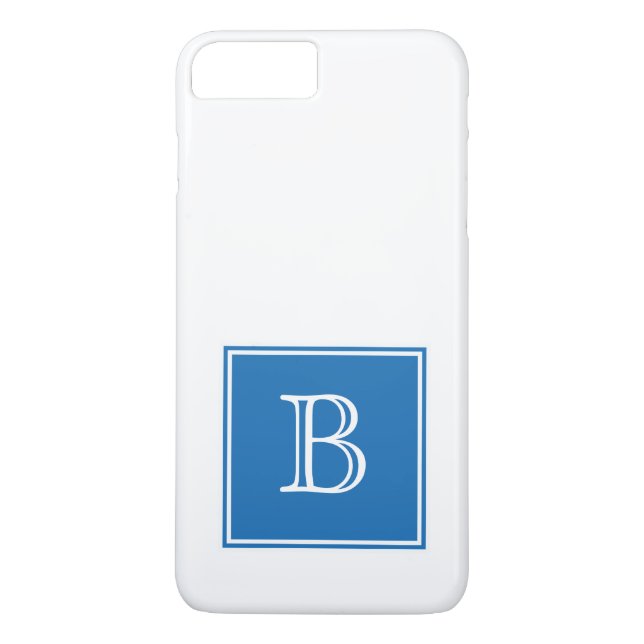 Blå kvadratmonogram Case-Mate iPhone skal (Baksida)