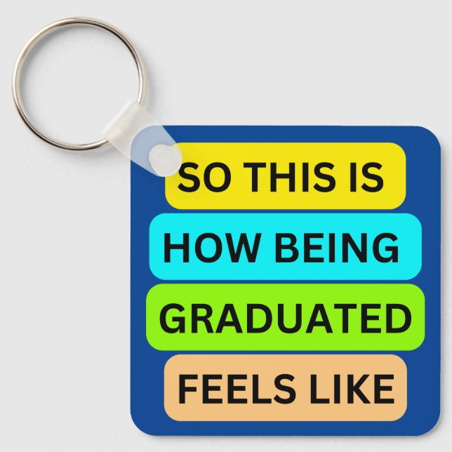 Blå kvadratnyckelkedja SO_DENNA_IS_HOW_BEING_STUDE Nyckelring (Framsida)