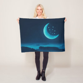 Blå kvarteret Måne och bergsområden | Fleece Blank