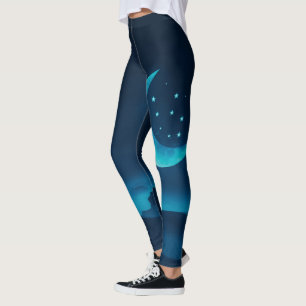 Blå kvarteret Måne och bergsområden Leggings