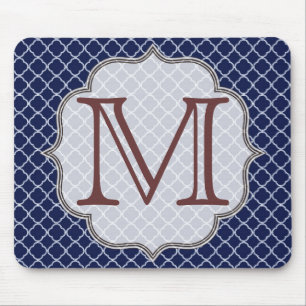 Blå kvarterfoil latti Monogram Mouse Pad Musmatta