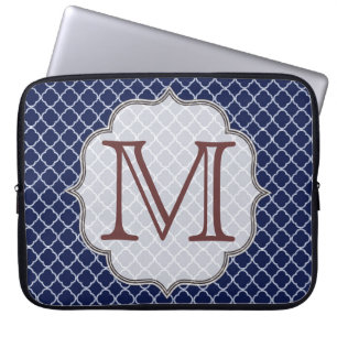 Blå kvarterfoil monogram 15-tums bärbar dator Fodr Laptop Fodral