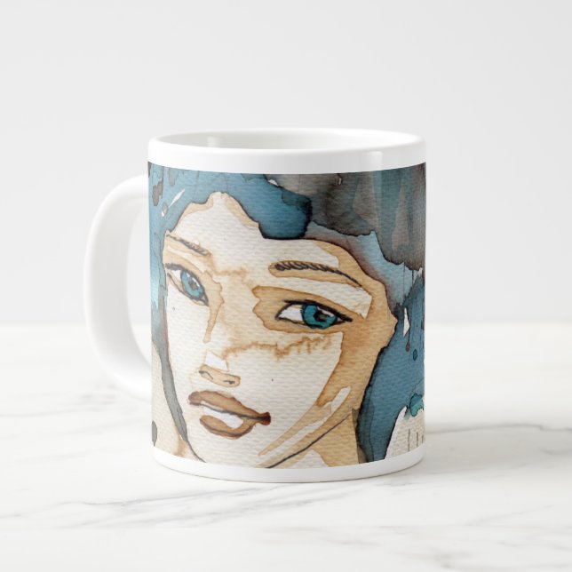 Blå kvinna jumbo mugg (Framsida vänster)