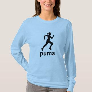 Blå kvinnlig atletisk T-shirt