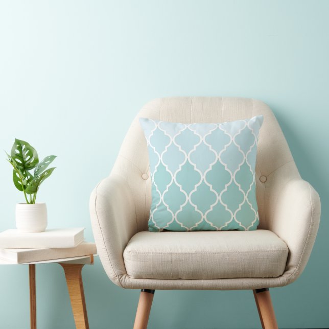 Blå lackverk, Ombre, Quatrefoil, Trellis Kudde (Stol)