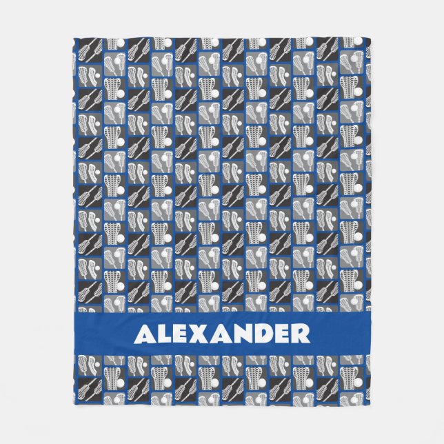 Blå lacrosse-block av fästingar och Bollar Fleecefilt (Framsidan)