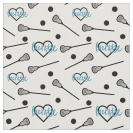 Blå lacrosse Sticks och Hearts Mönster Tyg