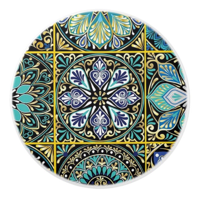 Blå låda för Talavera Tile-bilturkos Knopp (Framsidan)